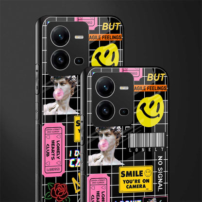 lonely hearts club black back phone cover | glass case for vivo v25-5g