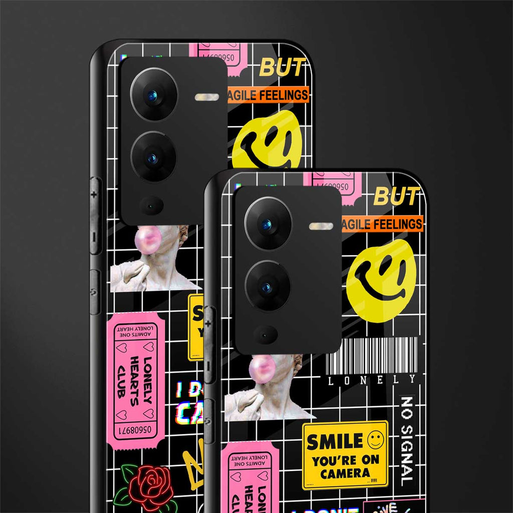 lonely hearts club black back phone cover | glass case for vivo v25 pro 5g
