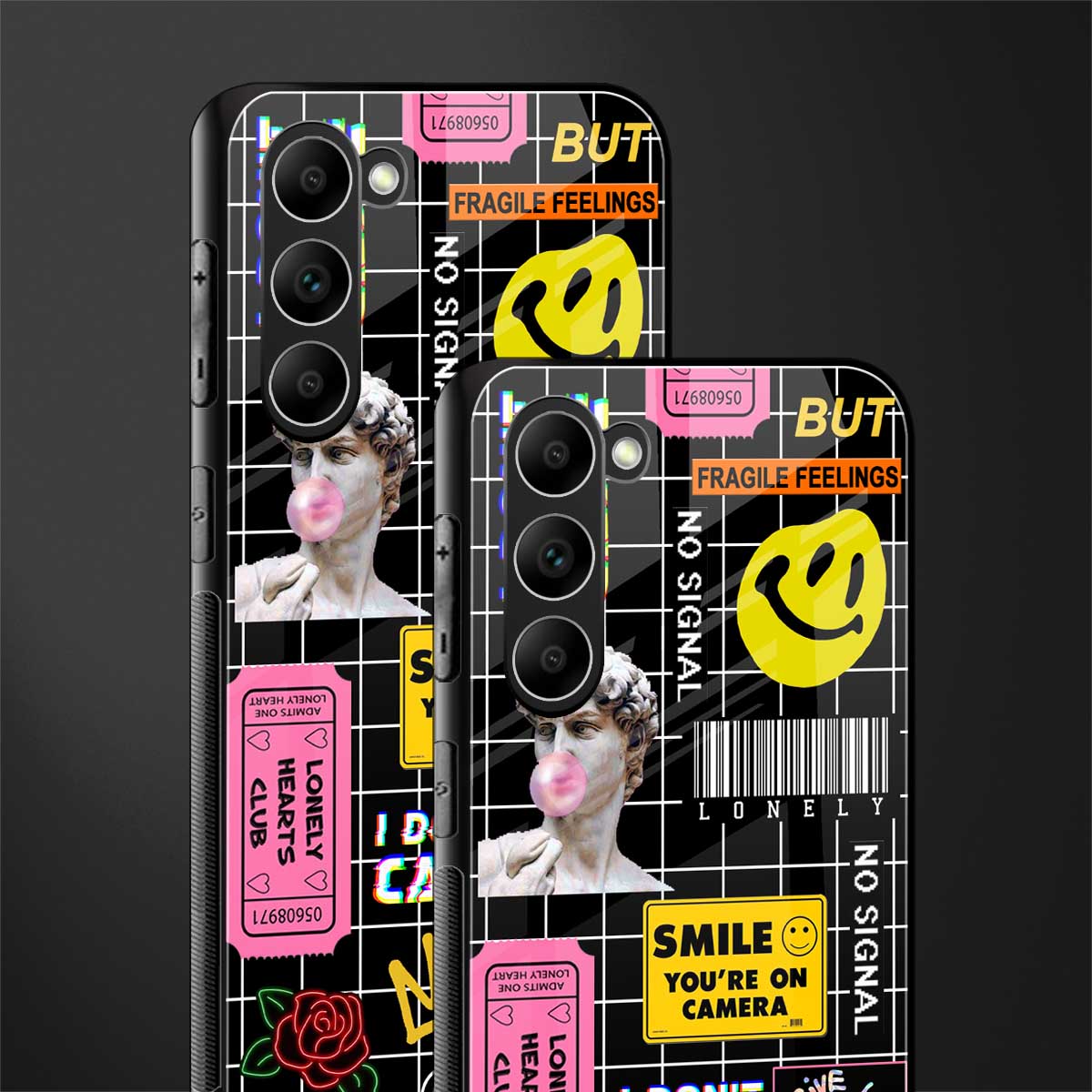 lonely hearts club black glass case for phone case | glass case for samsung galaxy s23