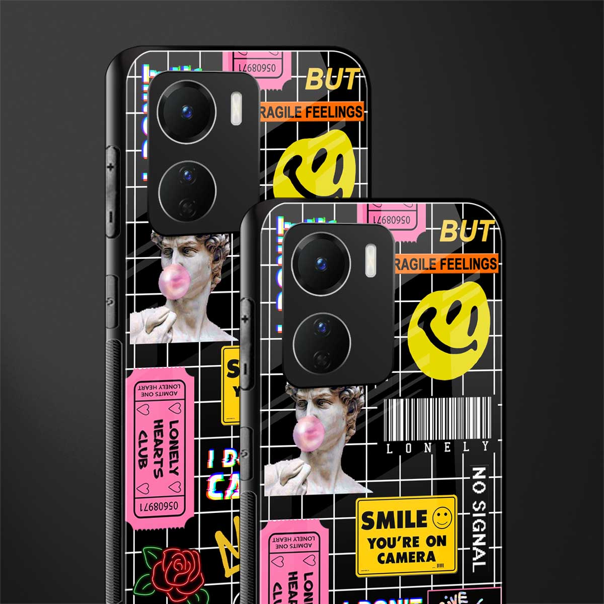 lonely hearts club black back phone cover | glass case for vivo y16