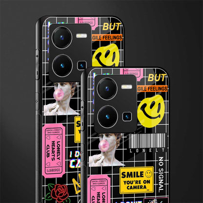 lonely hearts club black back phone cover | glass case for vivo y35 4g