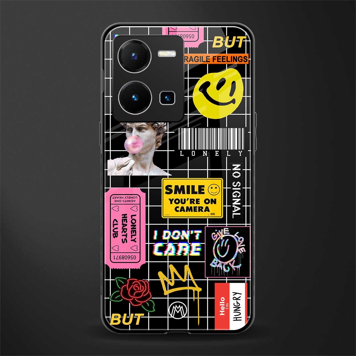 lonely hearts club black back phone cover | glass case for vivo y35 4g