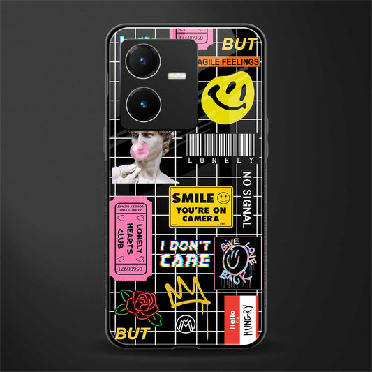 lonely hearts club black back phone cover | glass case for vivo y22