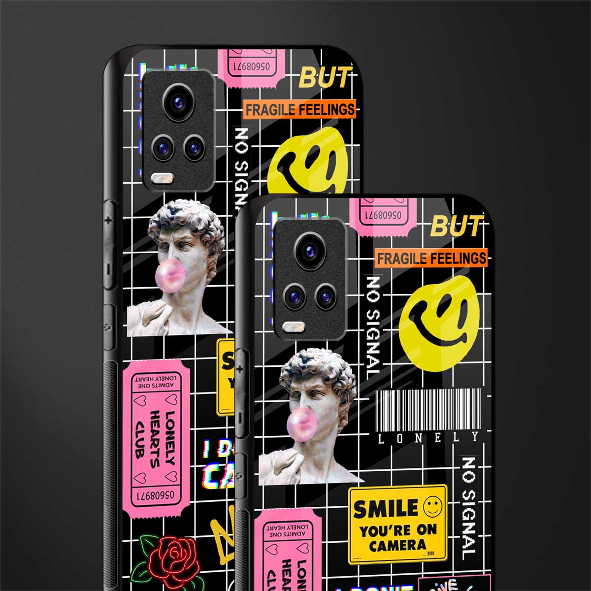 lonely hearts club black back phone cover | glass case for vivo v21e 4g