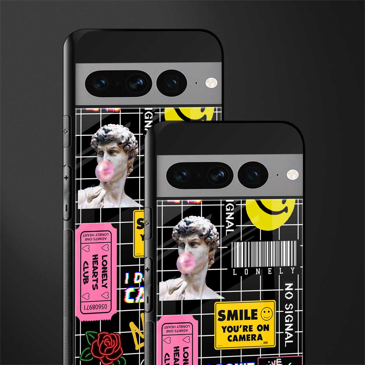lonely hearts club black back phone cover | glass case for google pixel 7 pro
