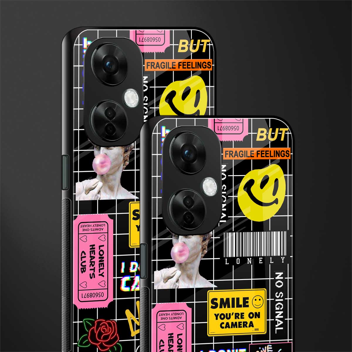 lonely hearts club black back phone cover | glass case for oneplus nord ce 3 lite