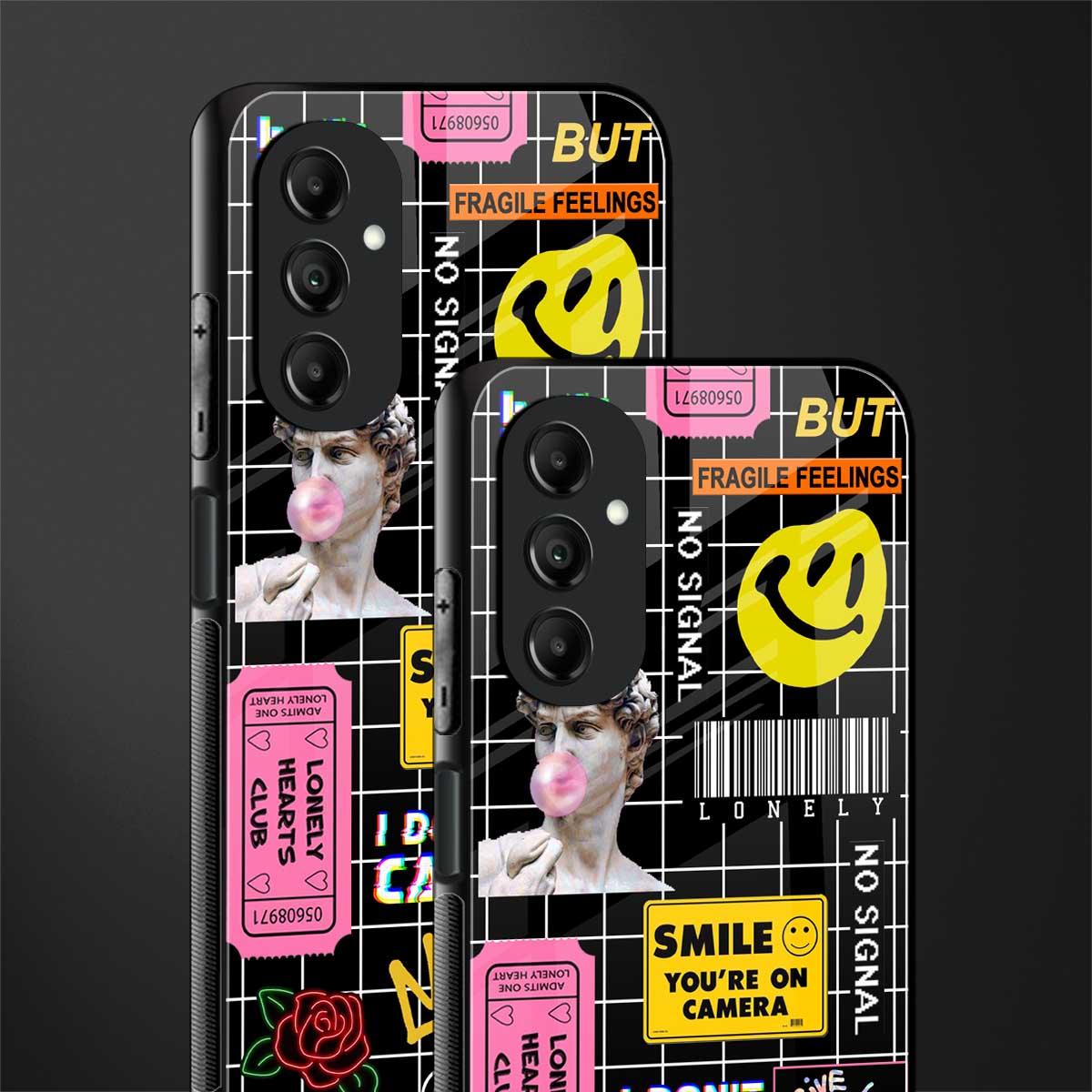 lonely hearts club black back phone cover | glass case for samsung galaxy a14 5g