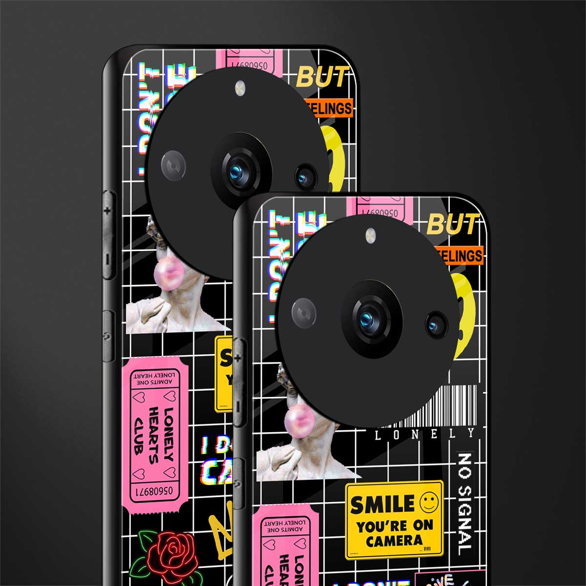 lonely hearts club black back phone cover | glass case for realme 11 pro 5g
