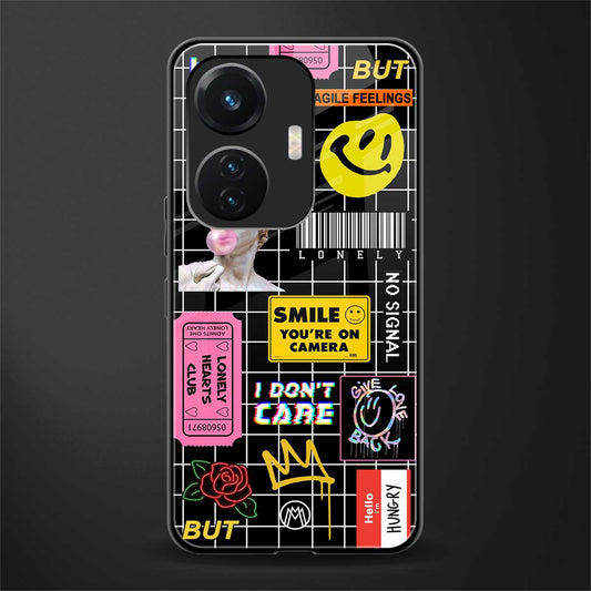 lonely hearts club black back phone cover | glass case for vivo t1 44w 4g