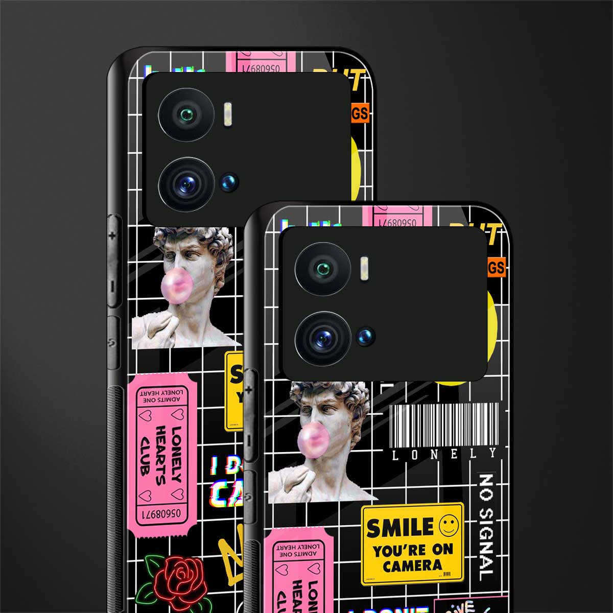 lonely hearts club black back phone cover | glass case for iQOO 9 Pro