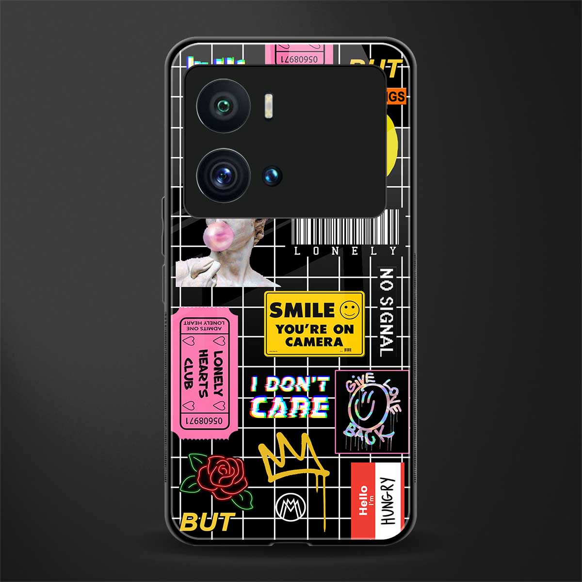 lonely hearts club black back phone cover | glass case for iQOO 9 Pro