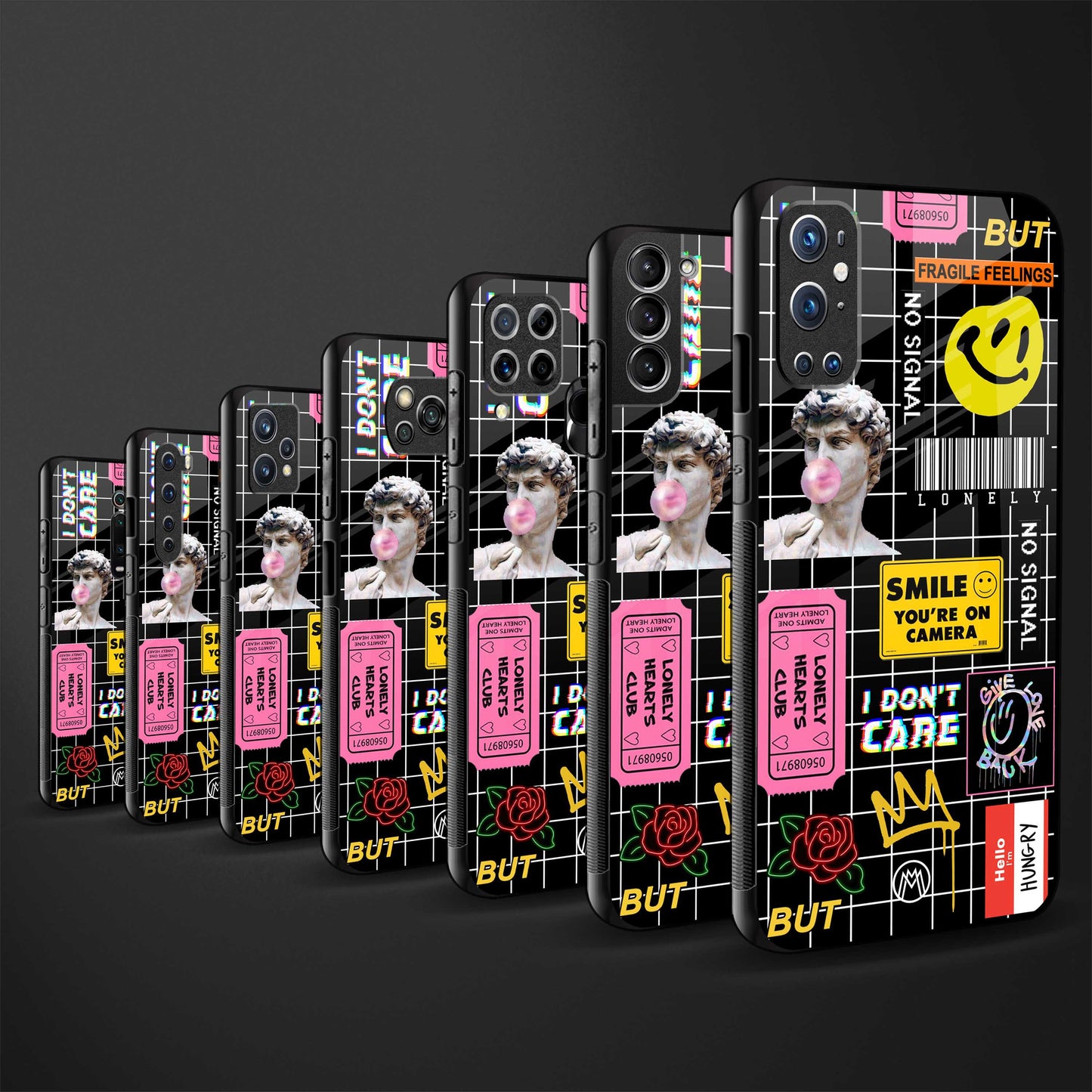 lonely hearts club black back phone cover | glass case for oppo f21 pro 5g