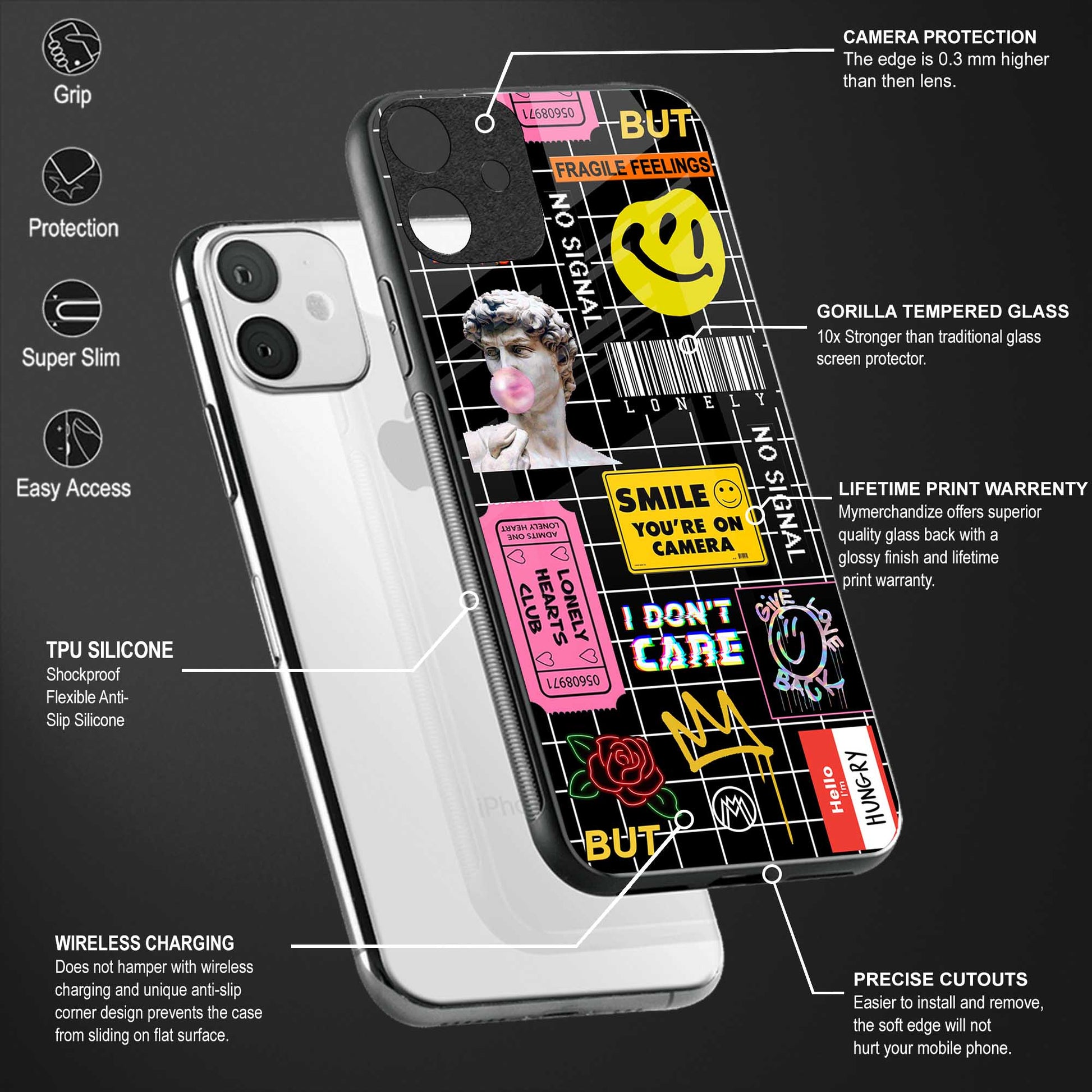 lonely hearts club black glass case for vivo y17 image-4