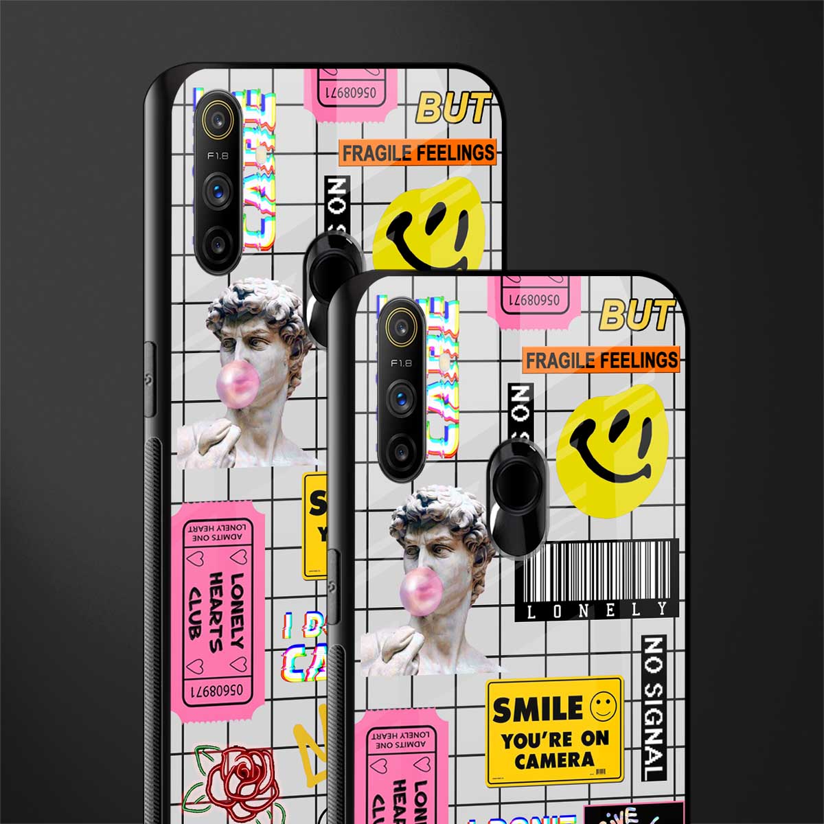 lonely hearts club white glass case for realme narzo 10a image-2