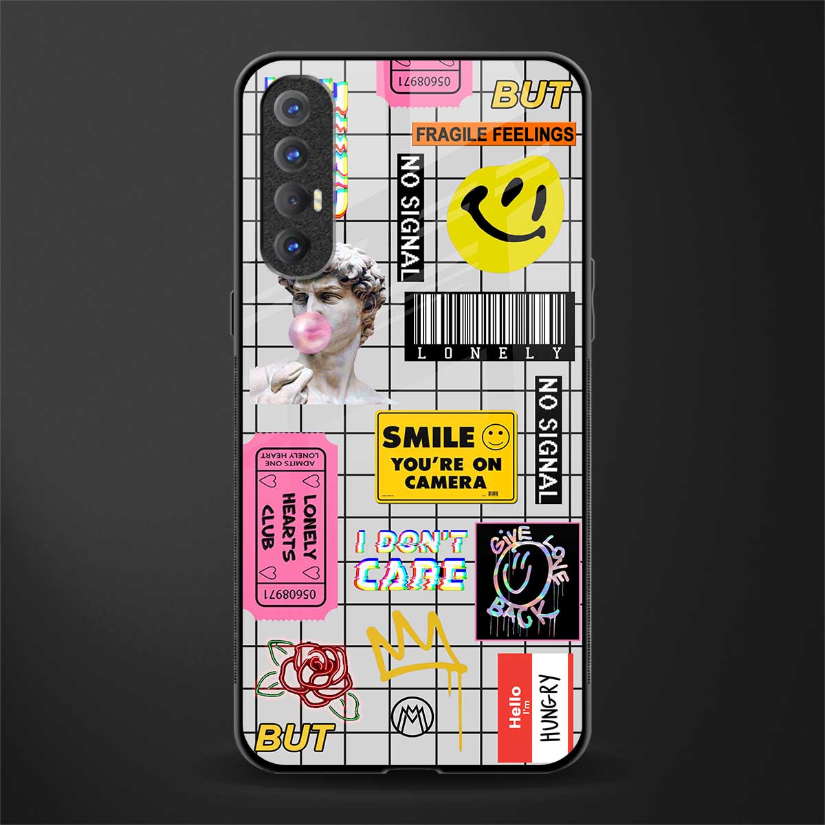 lonely hearts club white glass case for oppo reno 3 pro image