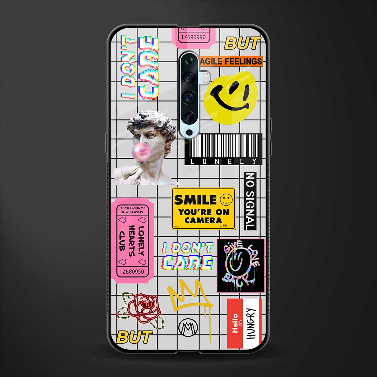 lonely hearts club white glass case for oppo reno 2z image