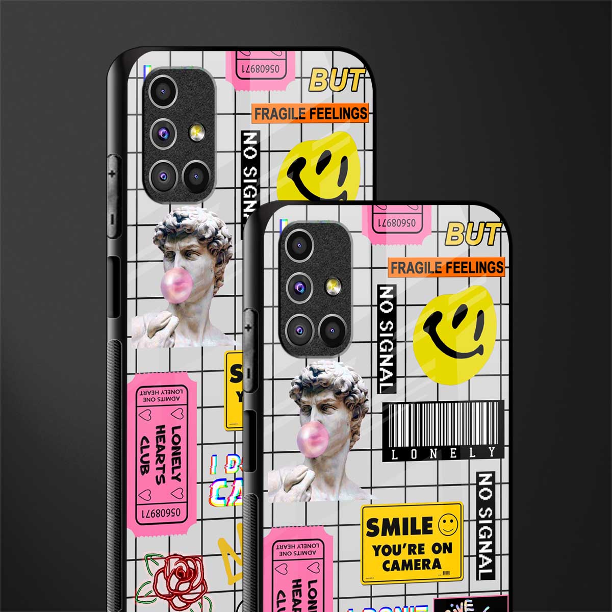 lonely hearts club white glass case for samsung galaxy m51 image-2
