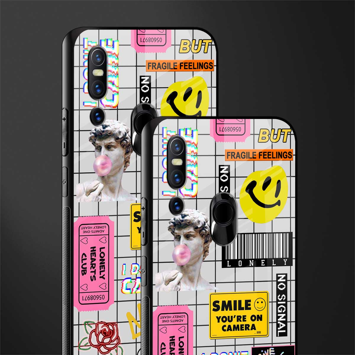lonely hearts club white glass case for vivo v15 image-2