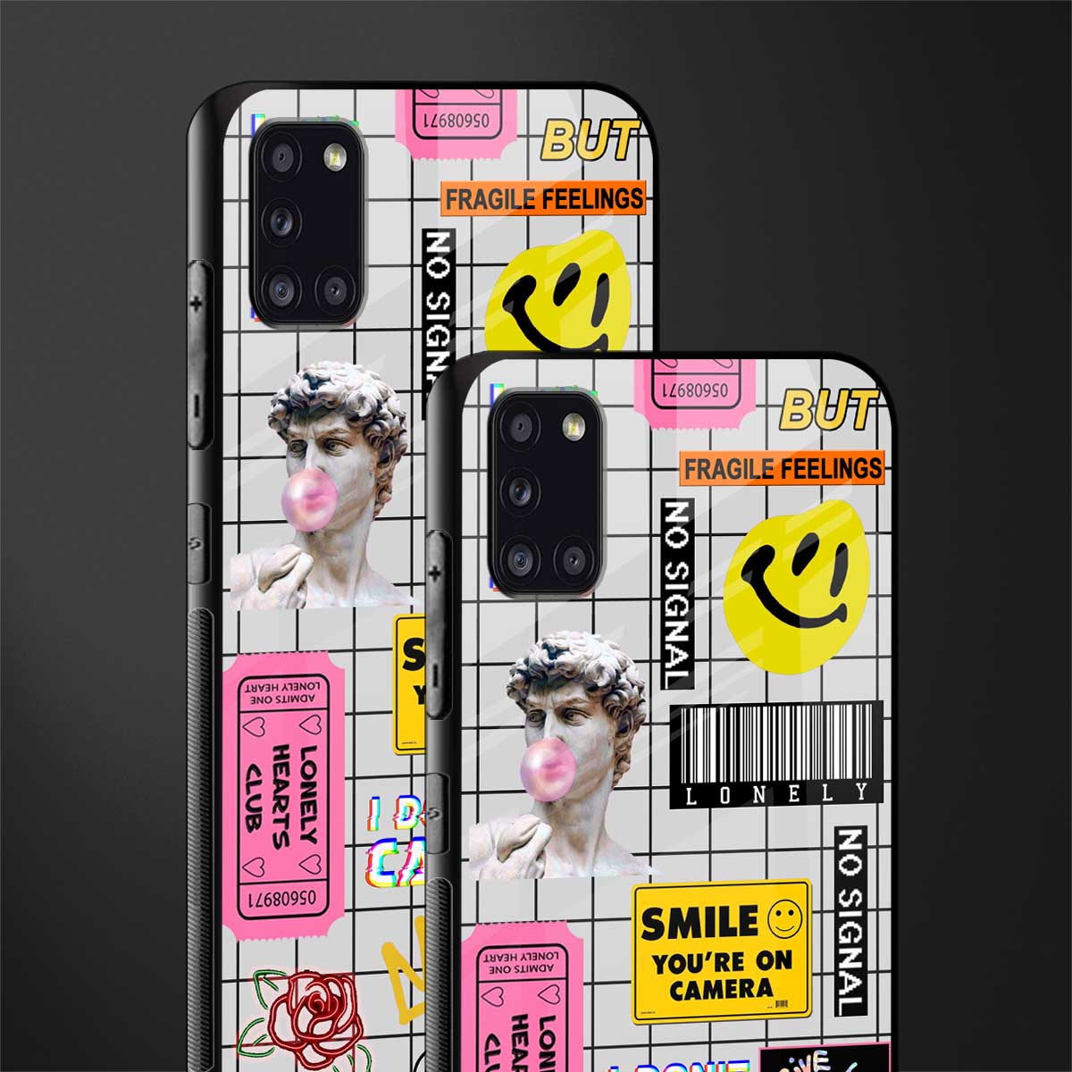 lonely hearts club white glass case for samsung galaxy a31 image-2