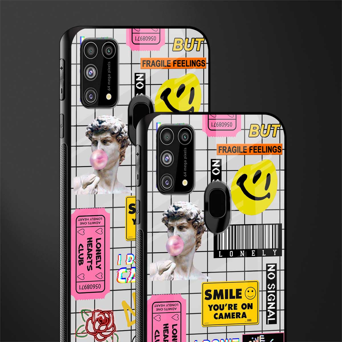 lonely hearts club white glass case for samsung galaxy f41 image-2