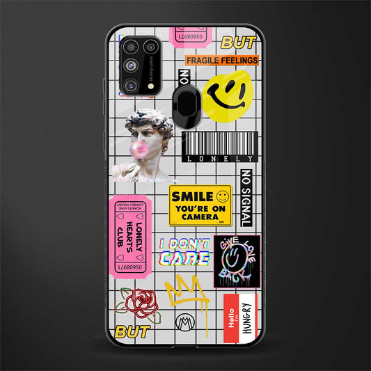 lonely hearts club white glass case for samsung galaxy m31 image