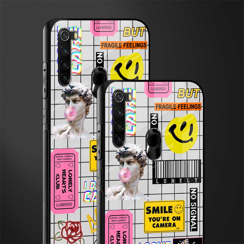 lonely hearts club white glass case for redmi note 8 image-2