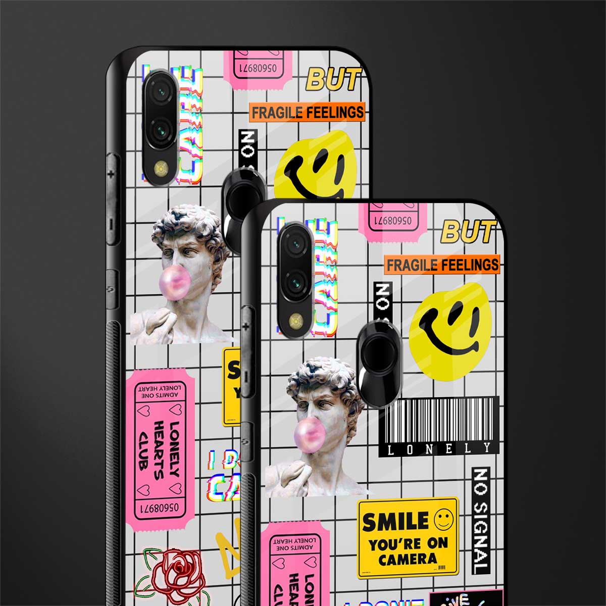 lonely hearts club white glass case for redmi 7redmi y3 image-2