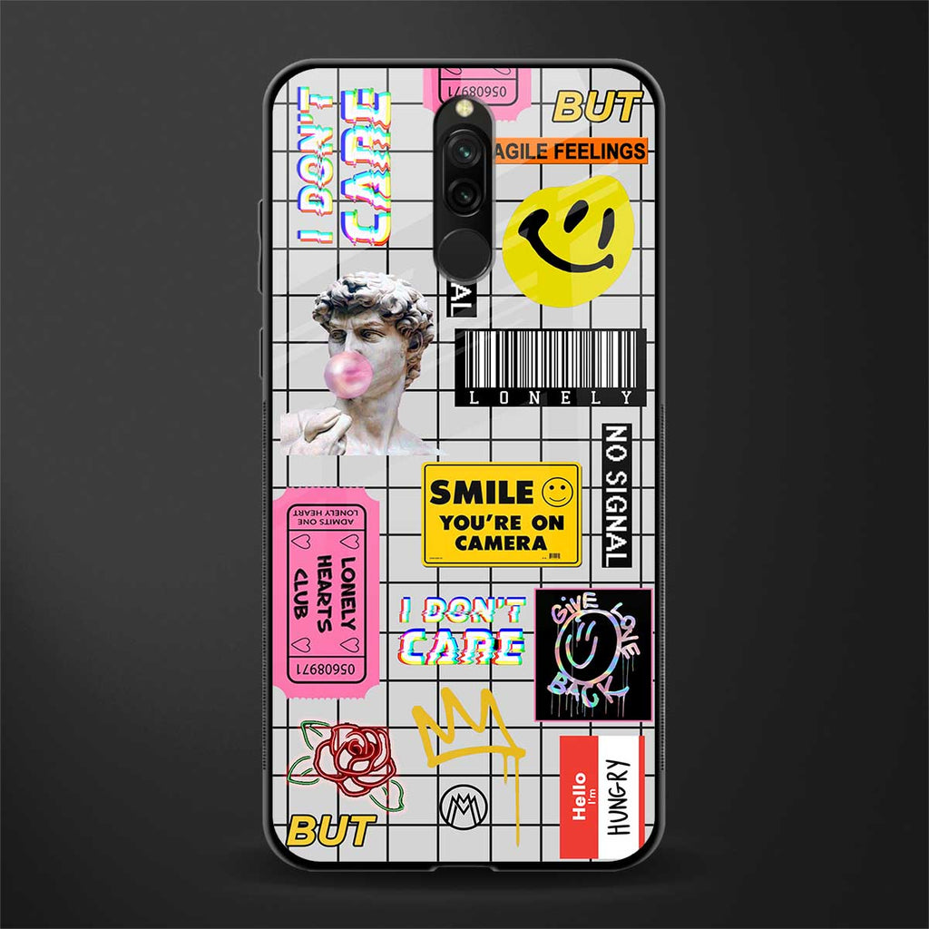 lonely hearts club white glass case for redmi 8 image