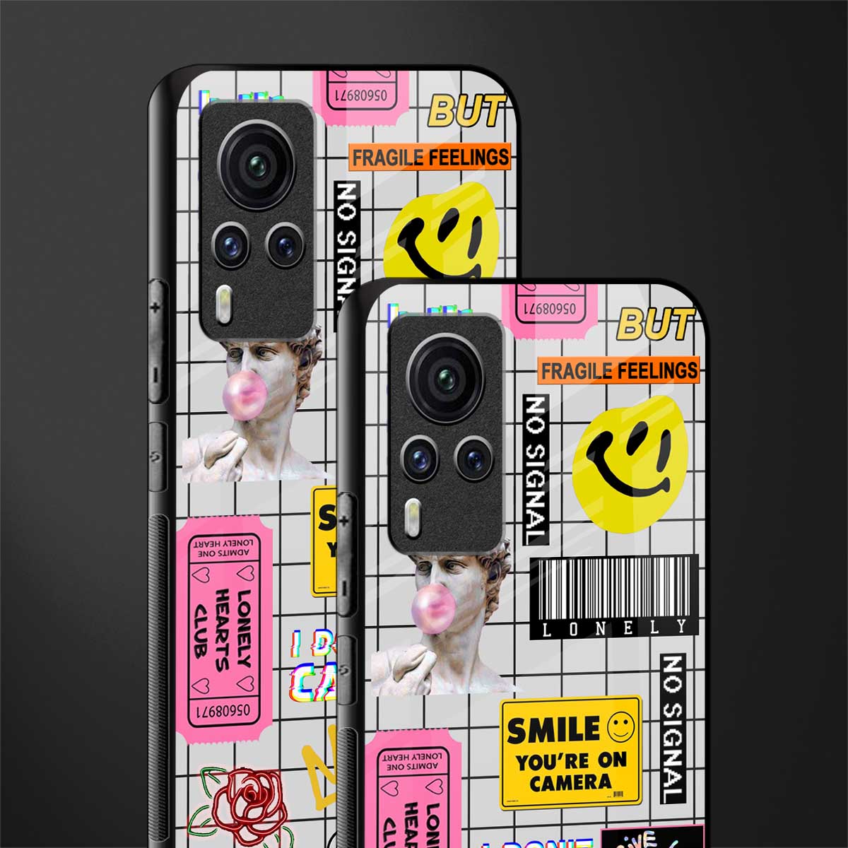 lonely hearts club white glass case for vivo x60 pro image-2