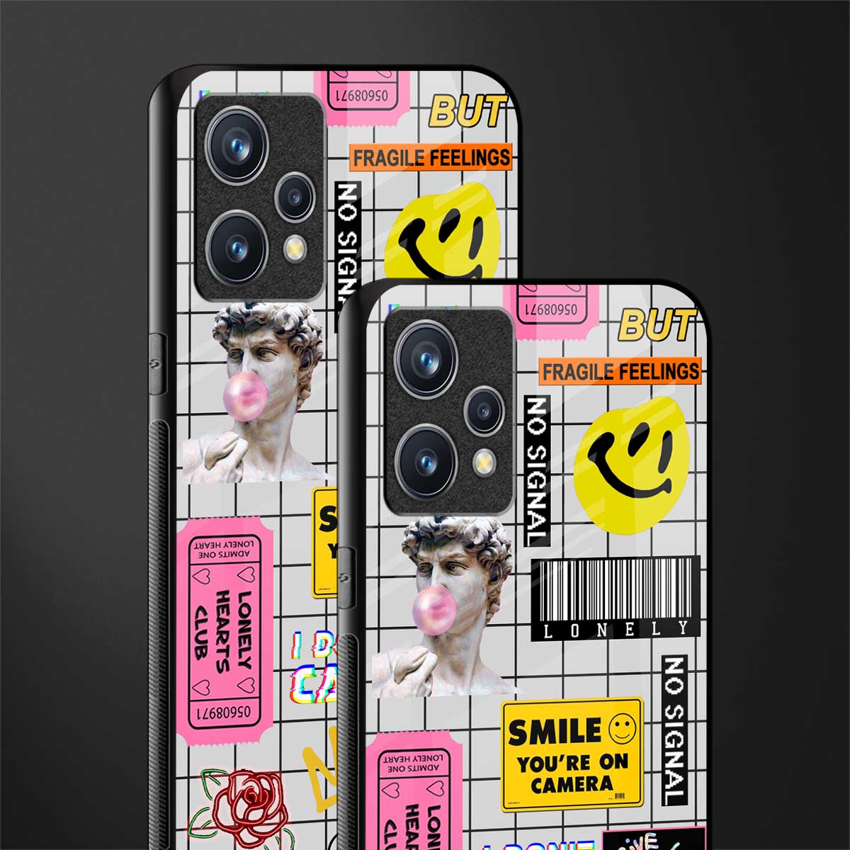 lonely hearts club white glass case for realme 9 4g image-2