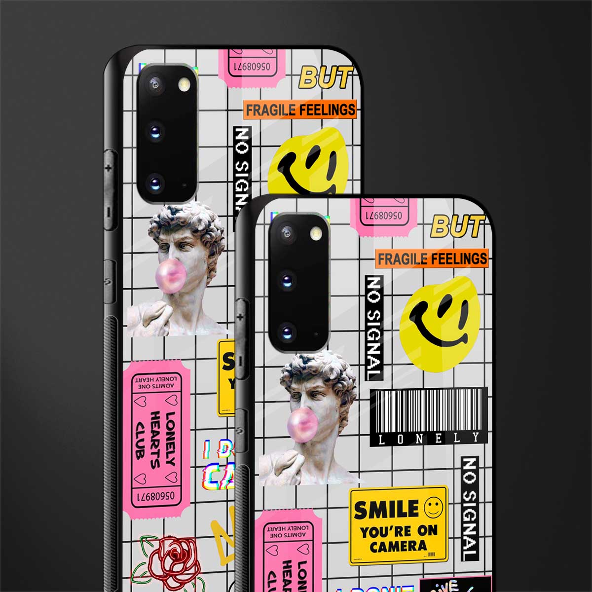 lonely hearts club white glass case for samsung galaxy s20 image-2
