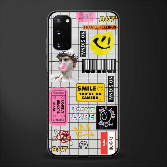 lonely hearts club white glass case for samsung galaxy s20 image