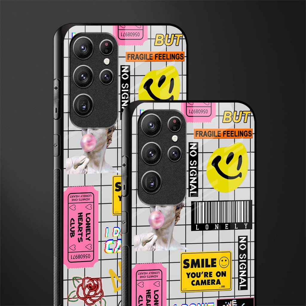 lonely hearts club white glass case for samsung galaxy s21 ultra image-2