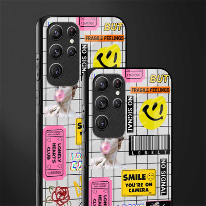 lonely hearts club white glass case for samsung galaxy s21 ultra image-2