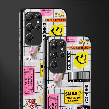 lonely hearts club white glass case for samsung galaxy s21 ultra image-2