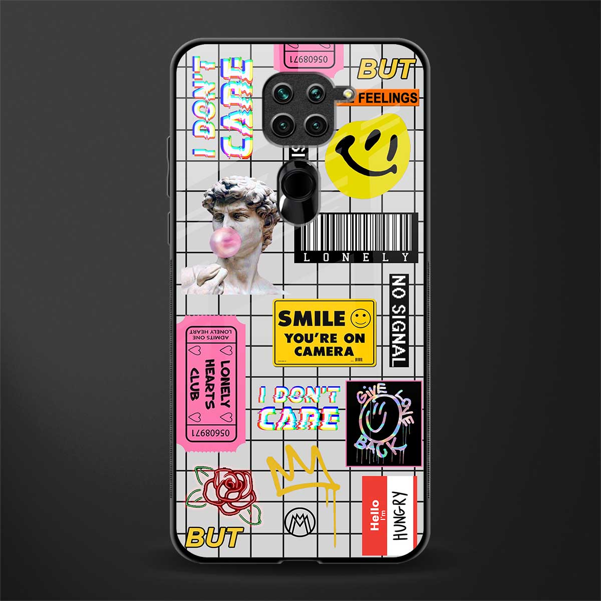 lonely hearts club white glass case for redmi note 9 image