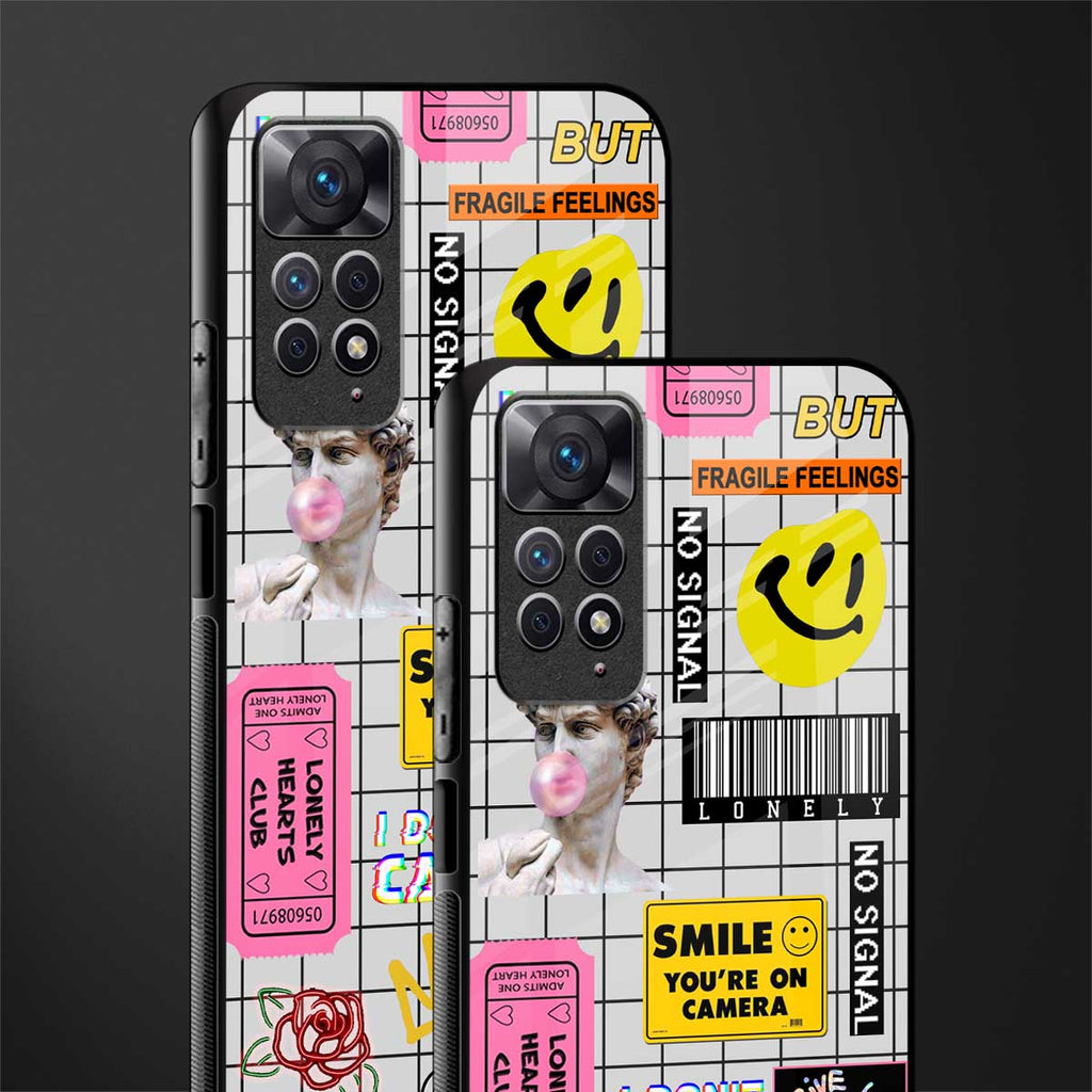 lonely hearts club white glass case for redmi note 11 pro image-2
