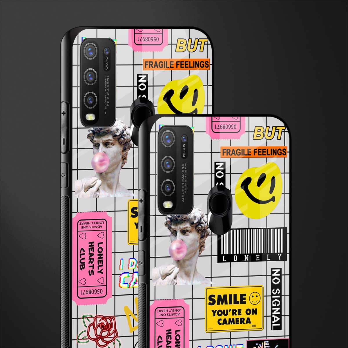 lonely hearts club white glass case for vivo y50 image-2