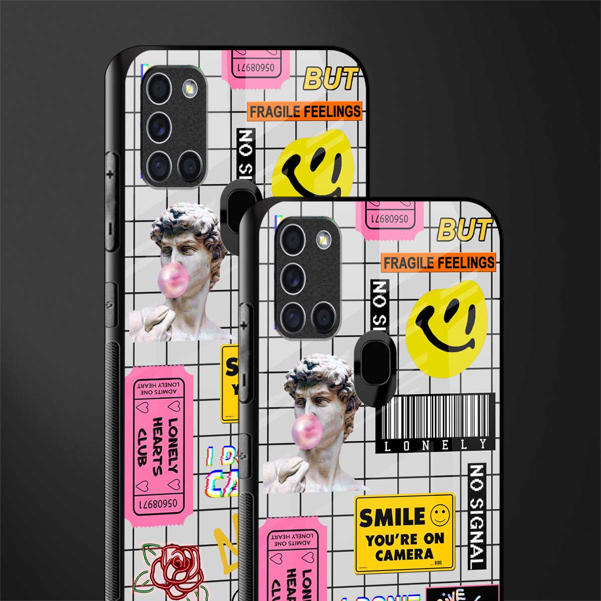 lonely hearts club white glass case for samsung galaxy a21s image-2