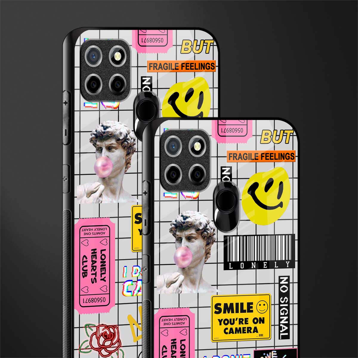 lonely hearts club white glass case for realme c12 image-2