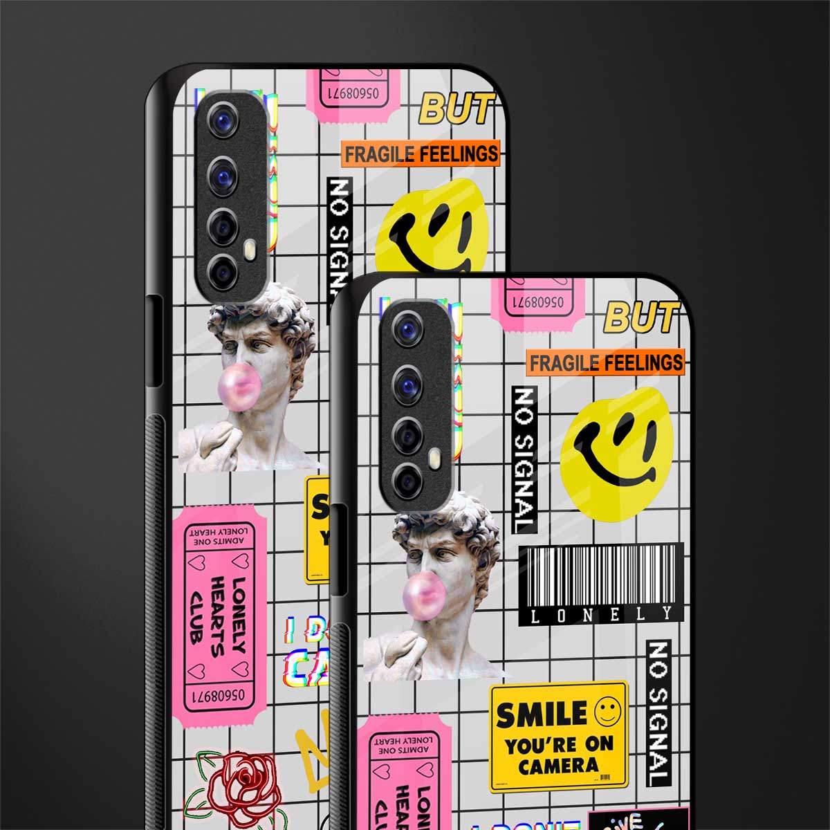 lonely hearts club white glass case for realme 7 image-2