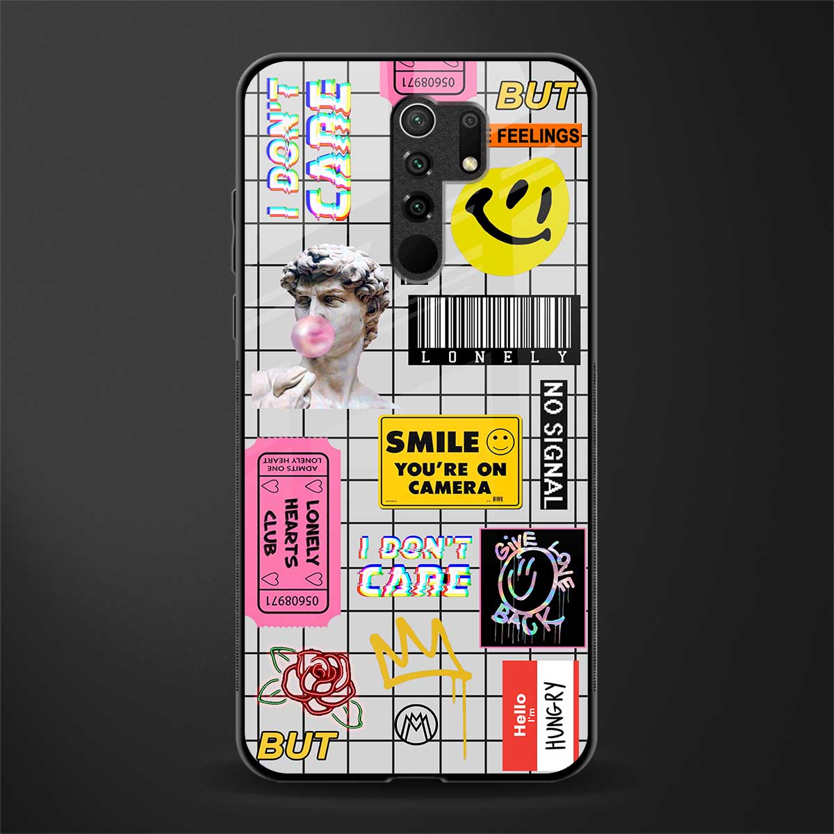 lonely hearts club white glass case for redmi 9 prime image