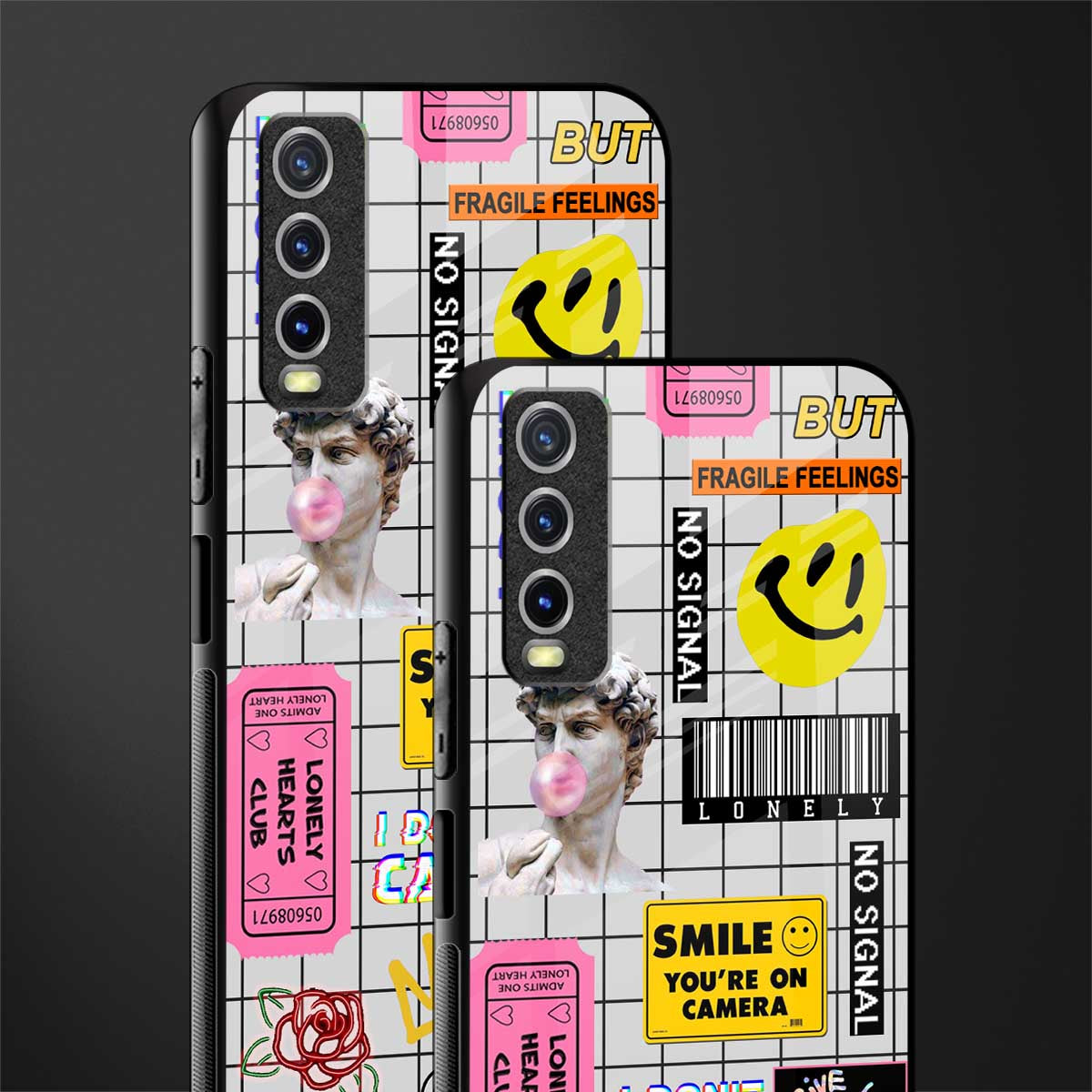 lonely hearts club white glass case for vivo y20 image-2