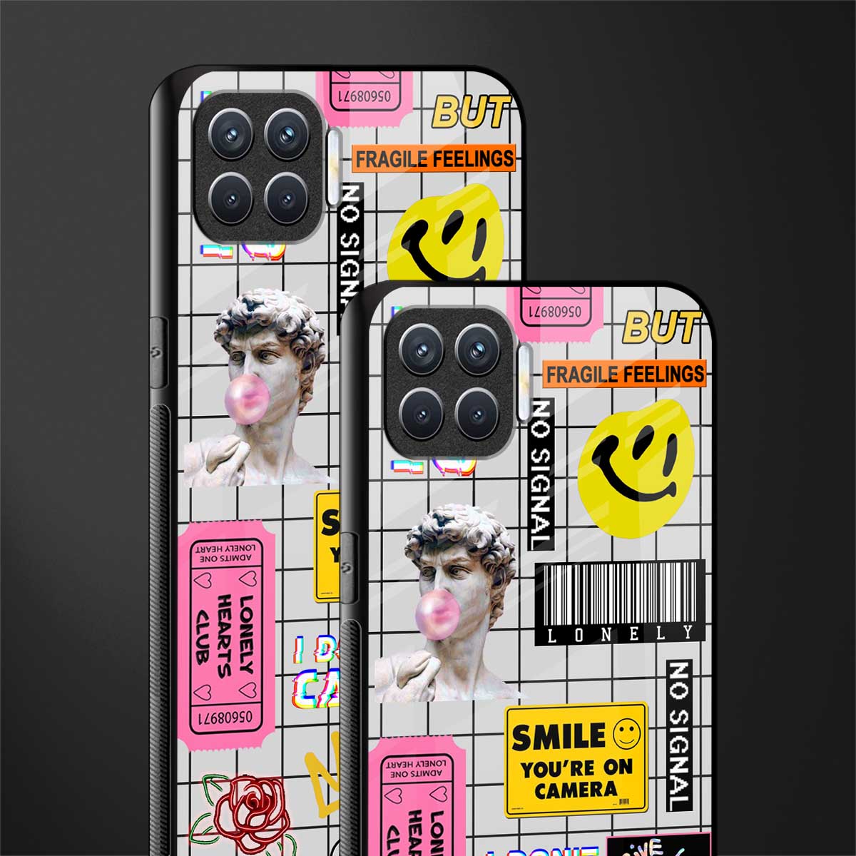 lonely hearts club white glass case for oppo f17 pro image-2