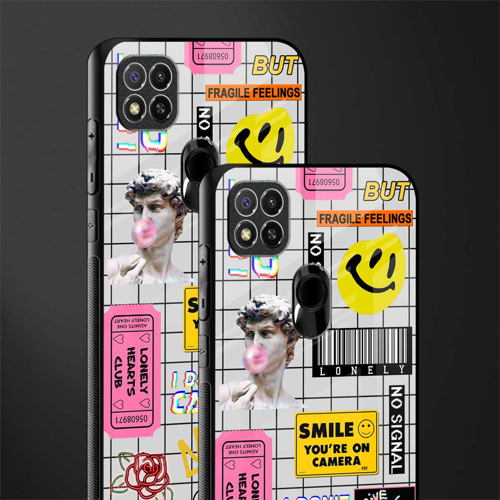 lonely hearts club white glass case for poco c31 image-2