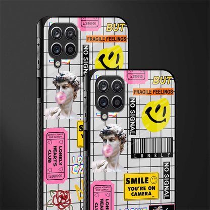 lonely hearts club white glass case for samsung galaxy m12 image-2