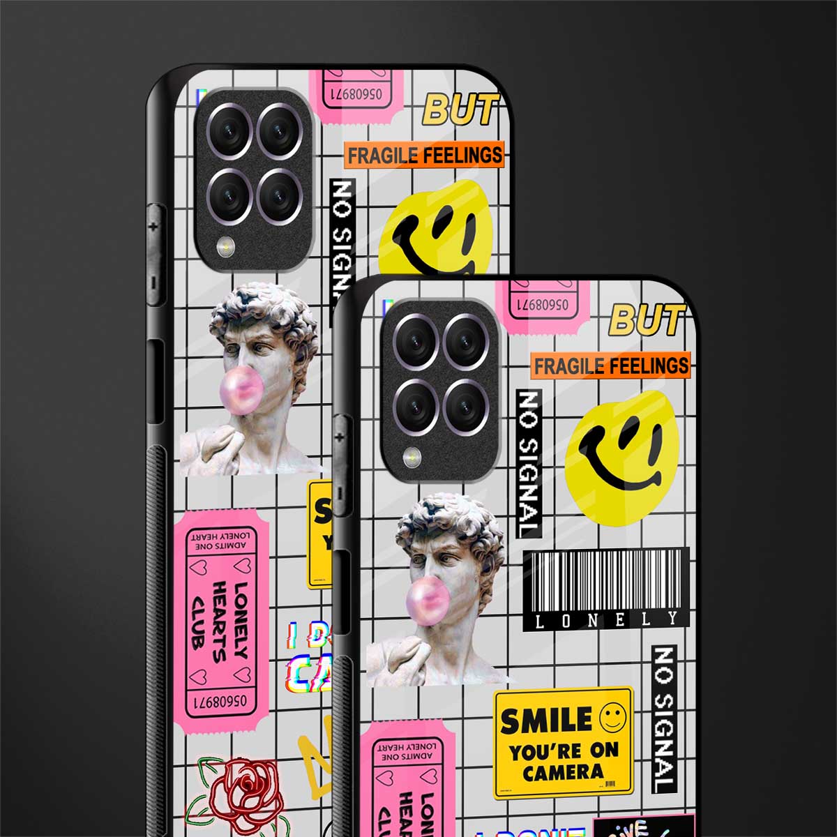 lonely hearts club white glass case for samsung galaxy f62 image-2