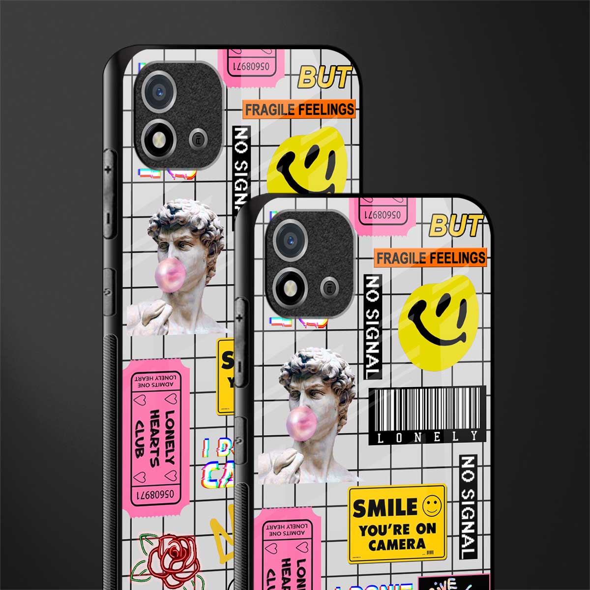 lonely hearts club white glass case for realme c20 image-2