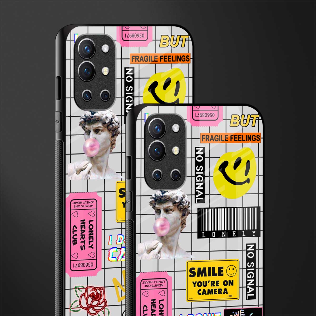 lonely hearts club white glass case for oneplus 9r image-2