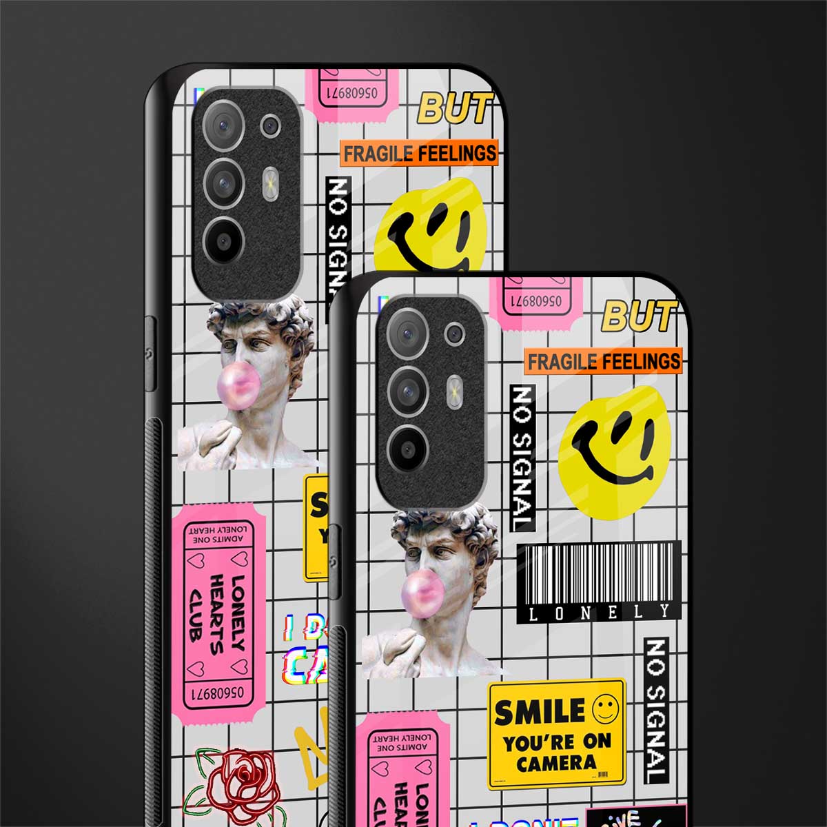 lonely hearts club white glass case for oppo f19 pro plus image-2